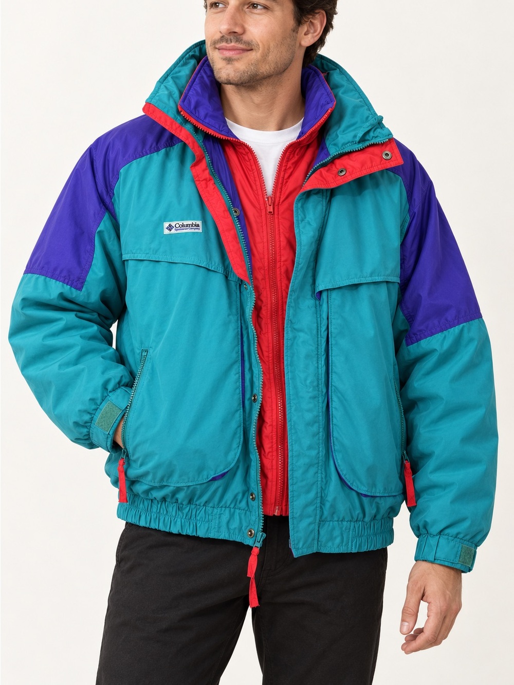 Vintage Men,s 90s Columbia Powder Keg 3-in-1 Ski Jacket Men’s L Colorblock